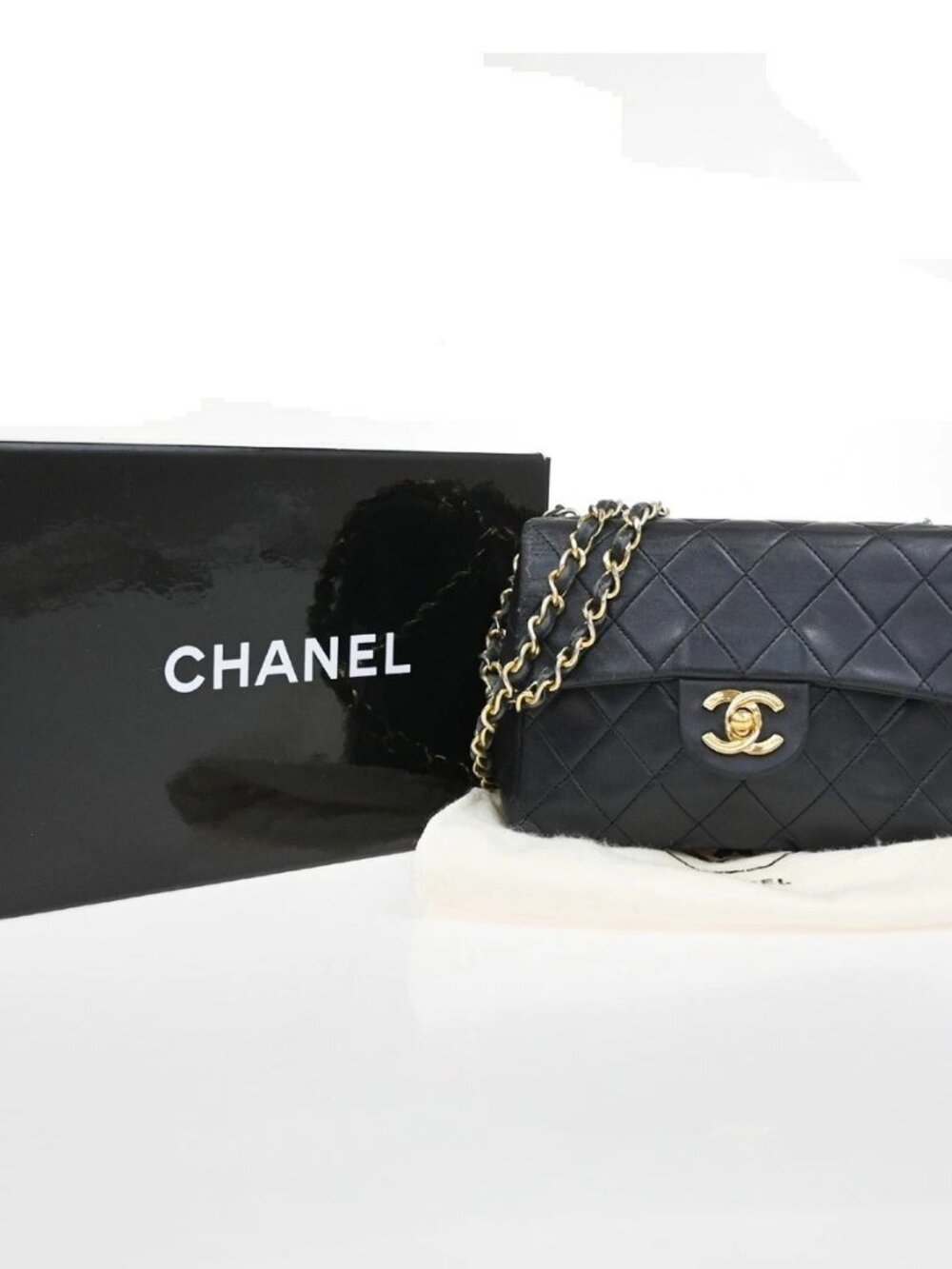 CHANEL CC Mini Matelasse Chain Shoulder Bag Leather Black